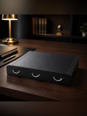 Black Plastic Drawer Organizer with Three Pull Handles